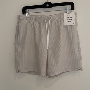 A&F Seersucker Striped Swim Trunks